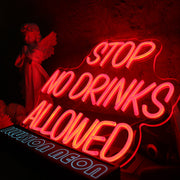 Stop No Drinks Allowed Red Neon Sign