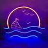 Sun Wave Seagull Sunset Sunrise Neon Sign