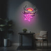 Sunset With Pink Flower LED Neon Acrylic Artwork