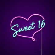 Sweet 16 Heart Neon Sign