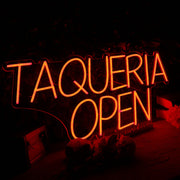 TAQUERIA OPEN Orange Neon Sign