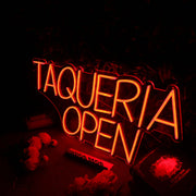 TAQUERIA OPEN Orange Neon Sign