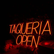 TAQUERIA OPEN Orange Neon Sign