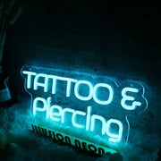 TATTOO And Piercing Blue Neon LED Sign