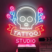 Tattoo And Skull Neon Sign