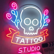 Tattoo And Skull Neon Sign