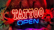 Tattoo Open Metal Frame Neon Sign