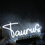 Taurus White Name Neon Sign