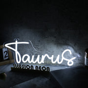 Taurus White Name Neon Sign