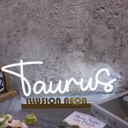 Taurus White Name Neon Sign