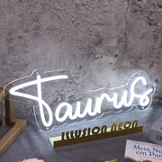 Taurus White Name Neon Sign