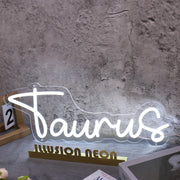 Taurus White Name Neon Sign