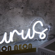 Taurus White Name Neon Sign