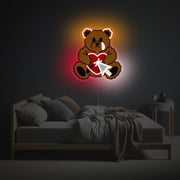 Teddy Bear With Sticked Heart LED Neon Acrylic Artwork