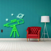 Telescope With Planet Neon Sign