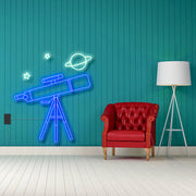 Telescope With Planet Neon Sign