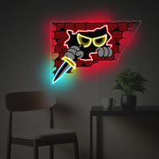 The Assassin Hiding In The Red Wall LED Neon Acrylic Artwork