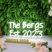 The Bergs Est 2023 White Neon Sign