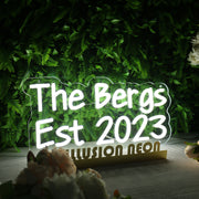 The Bergs Est 2023 White Neon Sign