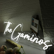 The Gaminos White Neon Sign