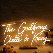 The Godfreys Chelle And Kenny Yellow Neon Sign