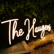 The Haugens White Neon Sign