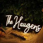 The Haugens White Neon Sign