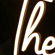 The Haugens White Neon Sign