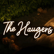 The Haugens White Neon Sign