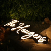 The Haugens White Neon Sign