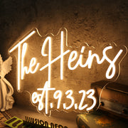 The Heins est 9 3 23 Yellow Neon Sign