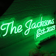 The Jacksons EST 2023 Green Neon Sign