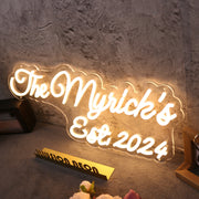 The Myricks EST 2024 Yellow Neon Sign