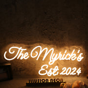 The Myricks EST 2024 Yellow Neon Sign