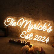 The Myricks EST 2024 Yellow Neon Sign