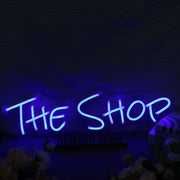 The Shop Blue Neon Sign