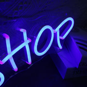 The Shop Blue Neon Sign