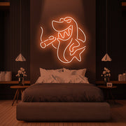 The Smoking Shark Neon Sign