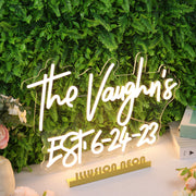 The Vaughns EST 6-24-23 Yellow Neon Sign