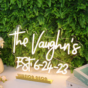 The Vaughns EST 6-24-23 Yellow Neon Sign