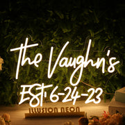 The Vaughns EST 6-24-23 Yellow Neon Sign