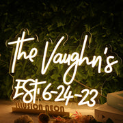 The Vaughns EST 6-24-23 Yellow Neon Sign