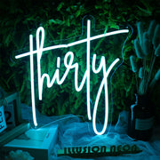 Thirty Blue Neon Sign