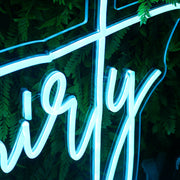 Thirty Blue Neon Sign