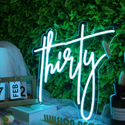 Thirty Blue Neon Sign