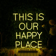 This Is Our Happy Place Yellow Neon Sign