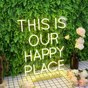 This Is Our Happy Place Yellow Neon Sign