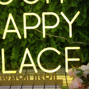 This Is Our Happy Place Yellow Neon Sign