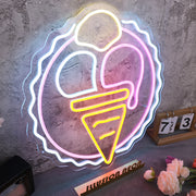 Three Scoops Ice Cream Cone Custom Neon Sign