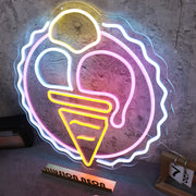 Three Scoops Ice Cream Cone Custom Neon Sign